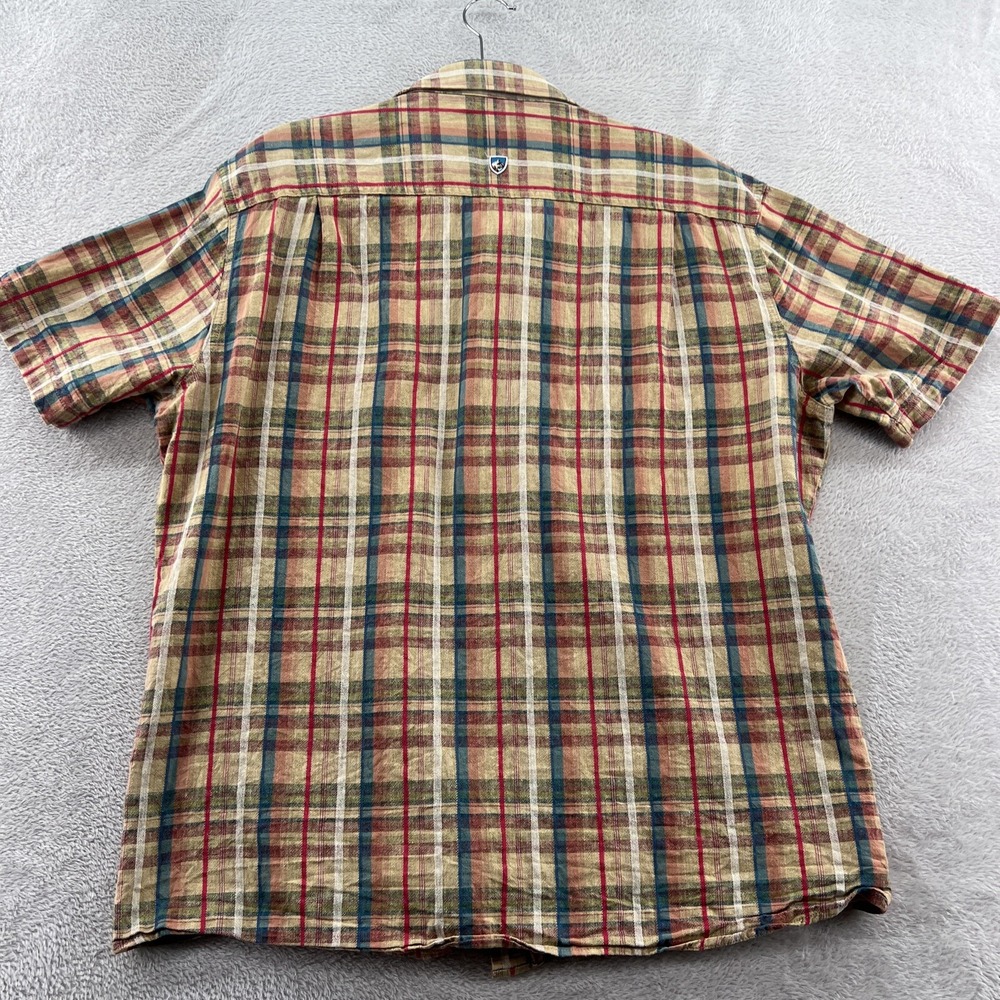 Kuhl Shirt Mens XL Karib Brown Plaid Button Up Shirt Linen/Cotton Blend - Picture 9 of 12